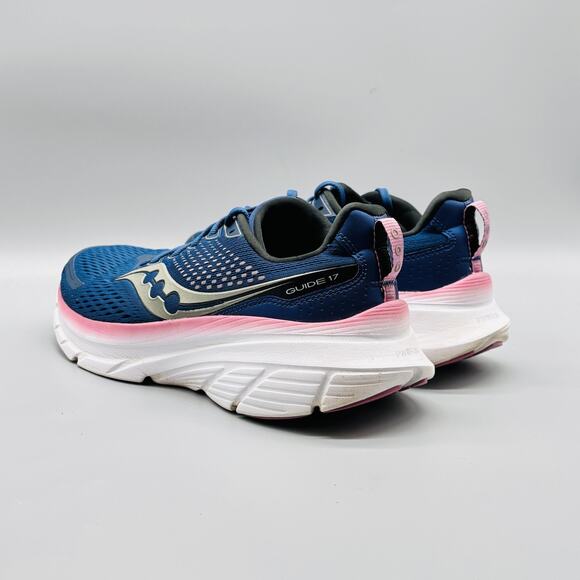 Saucony Shoes Womens 9.5 Blue Pink Guide 17 Stability Running Athletic Sneakers - Picture 5 of 11